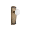 Nostalgic Warehouse Prawhi_Prv_234_Kh White Porcelain Solid Brass Privacy Knob Set With Prairie Rose Keyhole And 2 3 4 Backset