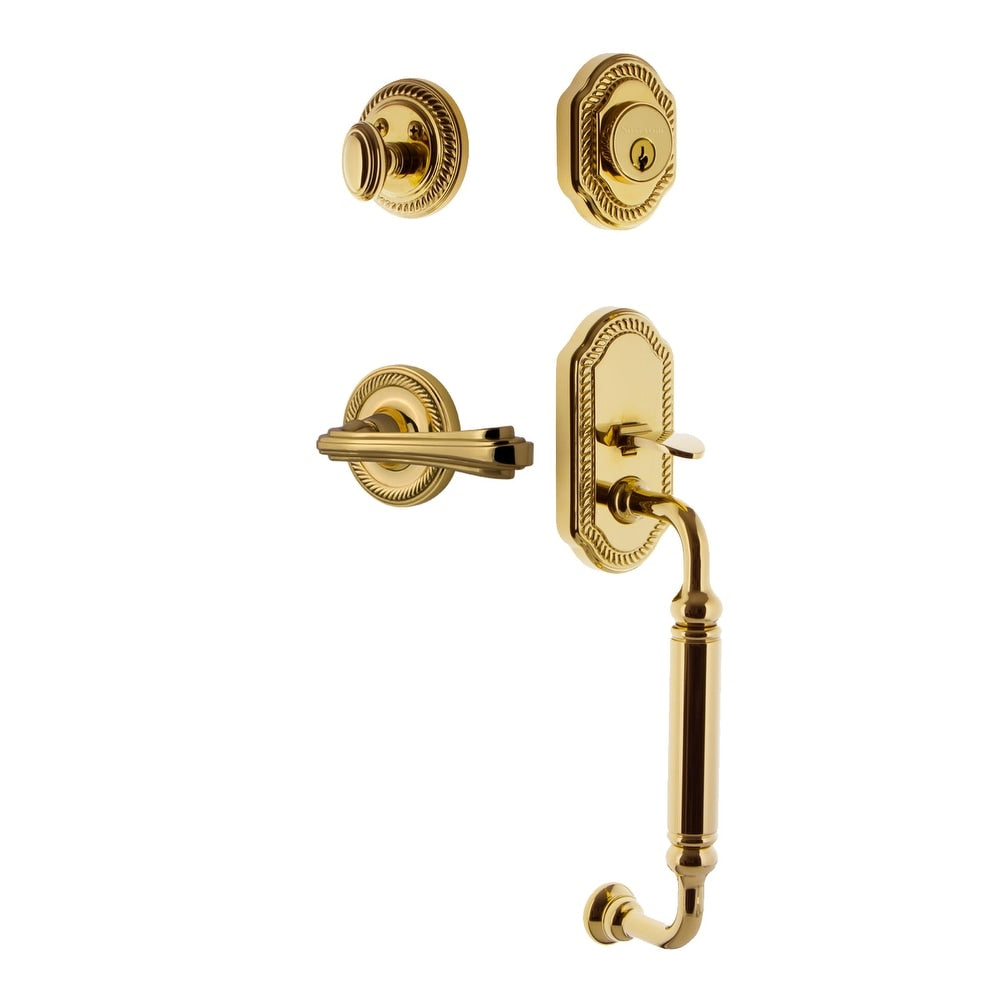 Nostalgic Warehouse Ropflr_Eset_234_Cg_Lh Rope Left Handed Sectional Single Cylinder Keyed Entry Handleset With C Grip And