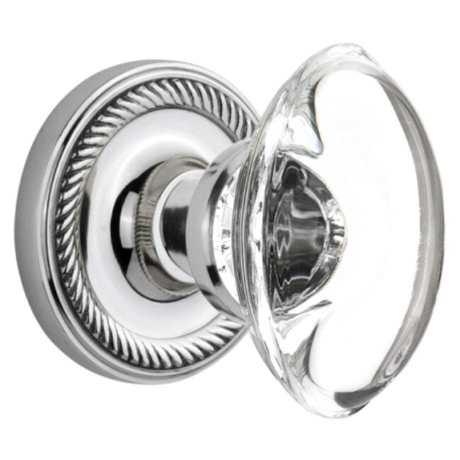 Nostalgic Warehouse Ropocc_Sd_Nk Oval Clear Crystal Solid Brass Single Dummy Knob With Rope Rose
