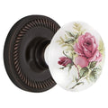 Nostalgic Warehouse Ropros_Prv_238_Nk Rose Porcelain Solid Brass Privacy Knob Set With Rope Rose And 2 3 8 Backset