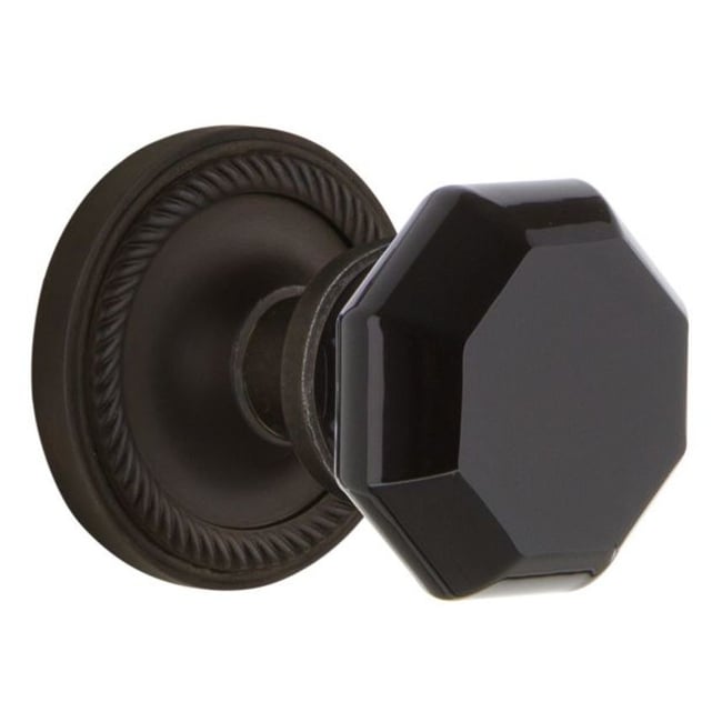 Nostalgic Warehouse Ropwab_Sd_Nk Rope Solid Brass Rose Single Dummy Door Knob With Black Waldorf Knob