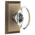 Nostalgic Warehouse Stuocc_Sd_Nk Oval Clear Crystal Solid Brass Single Dummy Knob With Studio Rose