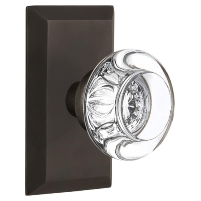 Nostalgic Warehouse Sturcc_Sd_Nk Round Clear Crystal Solid Brass Single Dummy Knob With Studio Rose