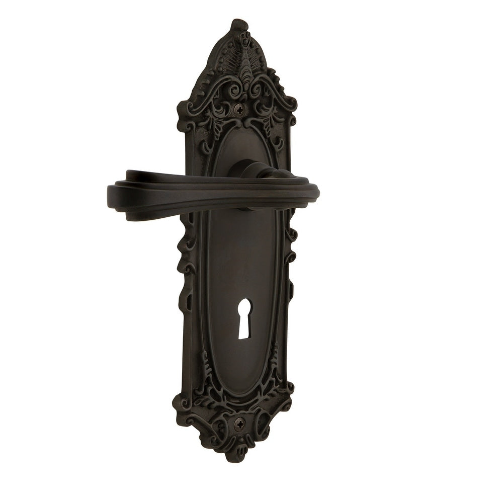 Nostalgic Warehouse Vicflr_Sd_Kh_Rh Fleur Non Turning One Sided Door Lever With Victorian Rose And Decorative Keyhole