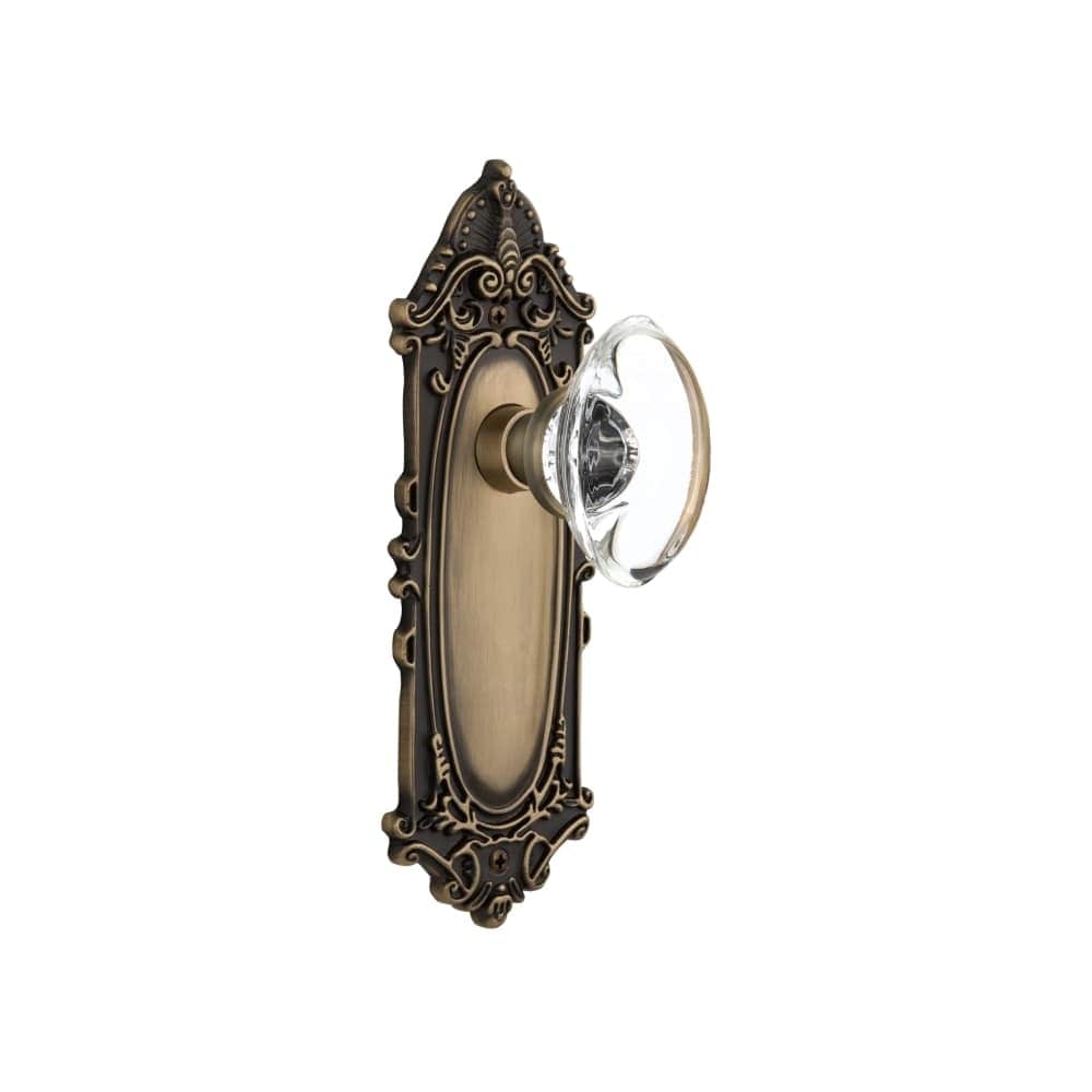Nostalgic Warehouse Vicocc_Prv_238_Nk Oval Clear Crystal Solid Brass Privacy Knob Set With Victorian Rose And 2 3 8 Backset