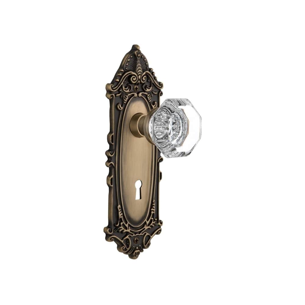 Nostalgic Warehouse Vicwal_Sd_Kh Waldorf Solid Brass Single Dummy Knob With Victorian Rose And Keyhole