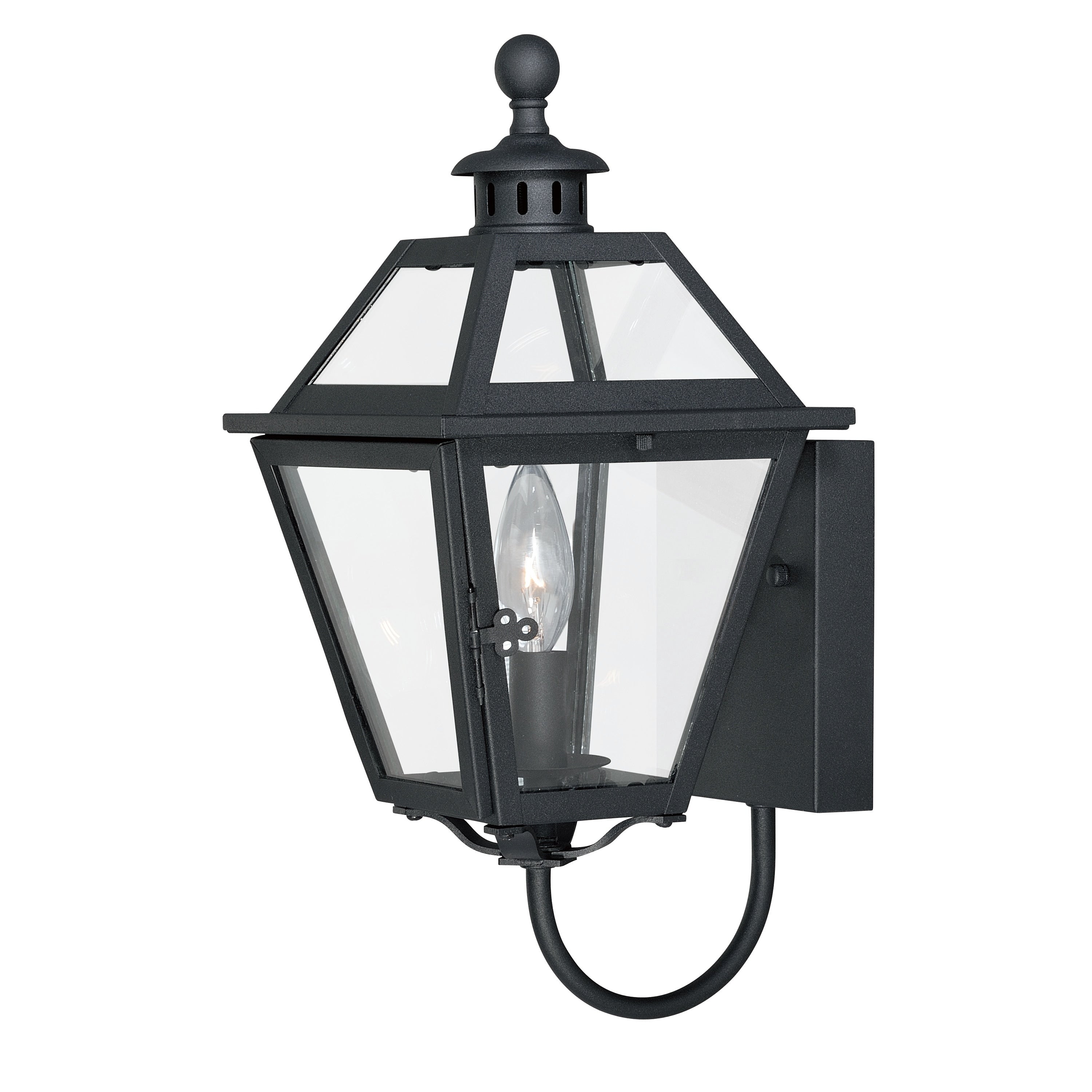 Nottingham 1 Light Black Empire Outdoor Wall Lantern Clear Glass 7 In W X 14.75 In H X 8.25 In D