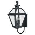 Nottingham 3 Light Black Empire Outdoor Wall Lantern Clear Glass 12 In W X 26.75 In H X 13.75 In D