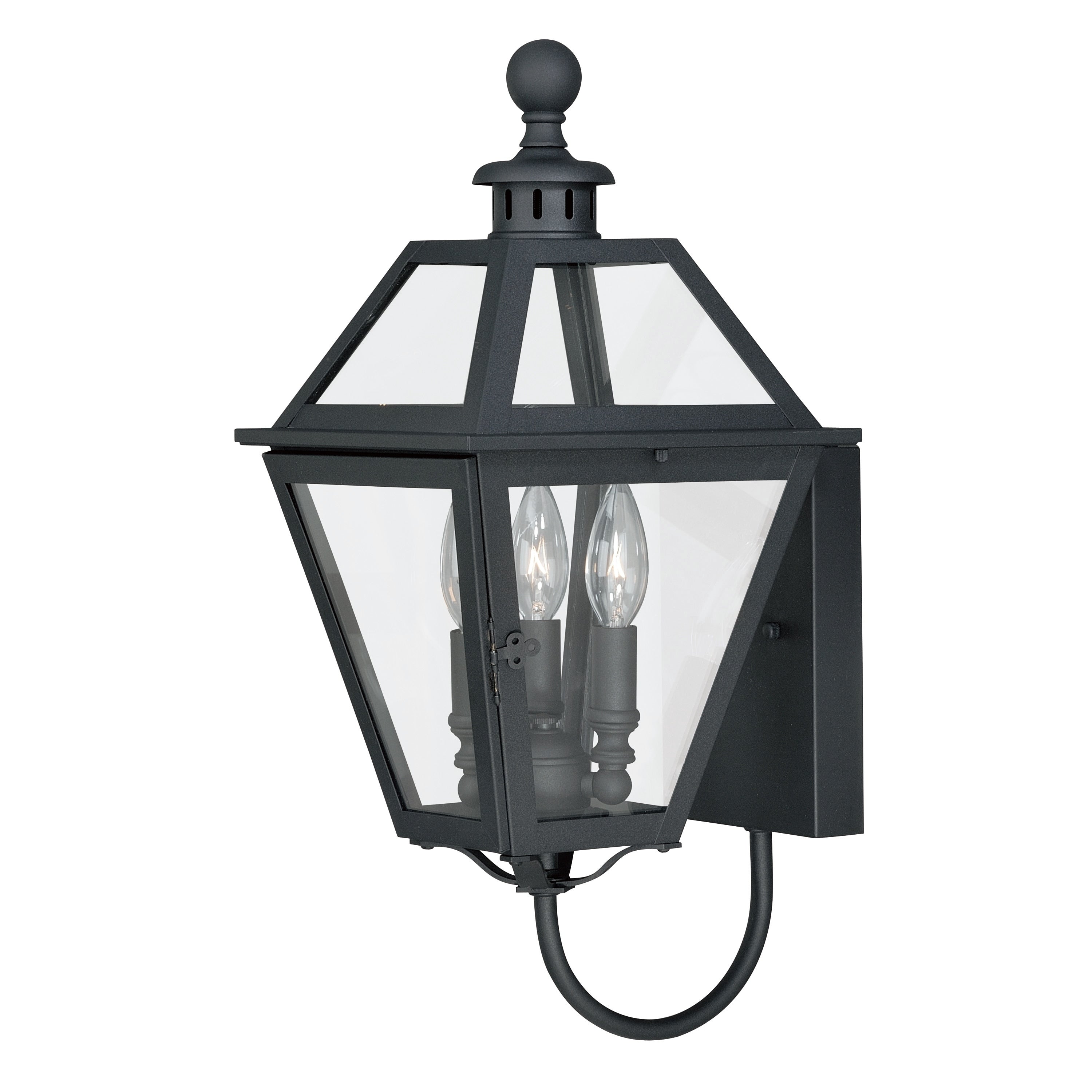 Nottingham 3 Light Black Empire Outdoor Wall Lantern Clear Glass 9 In W X 20 In H X 10.25 In D