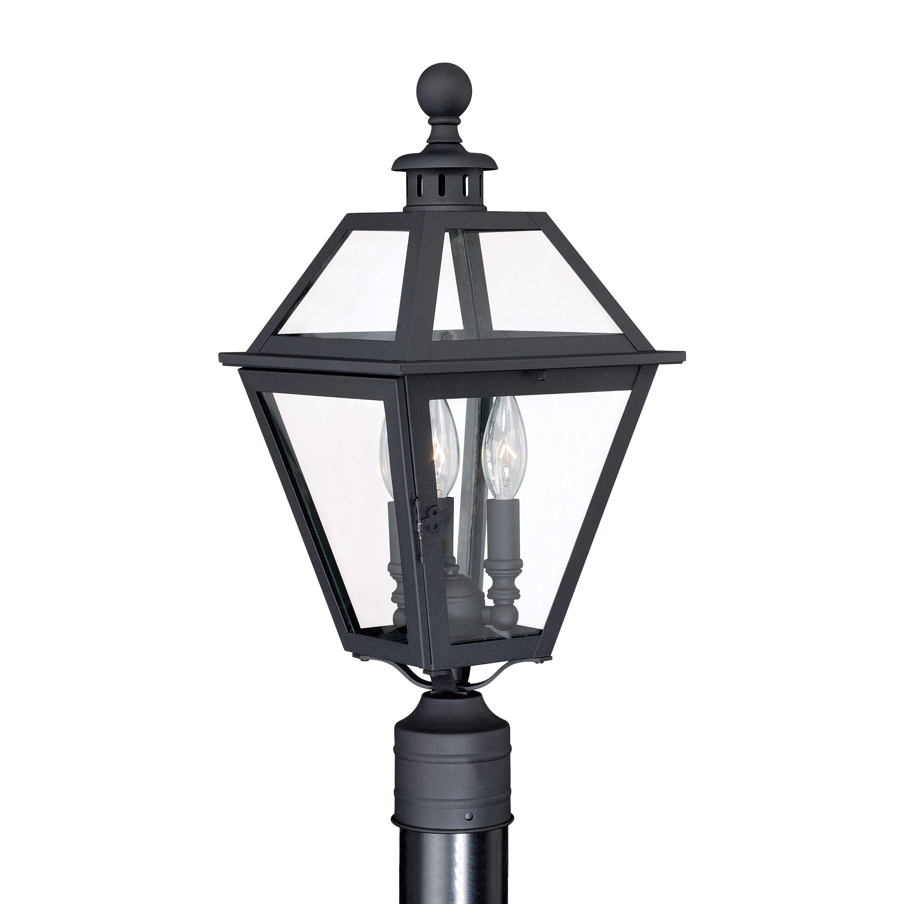 Nottingham 3L Black Outdoor Empire Post Light Clear Glass 9 In W X 19.75 In H X 9 In D