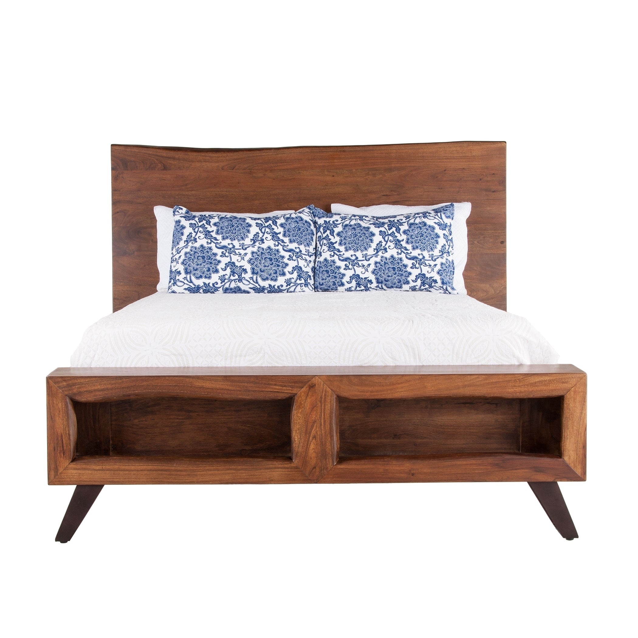 Nottingham Acacia Wood Queen Bed In Walnut Finish