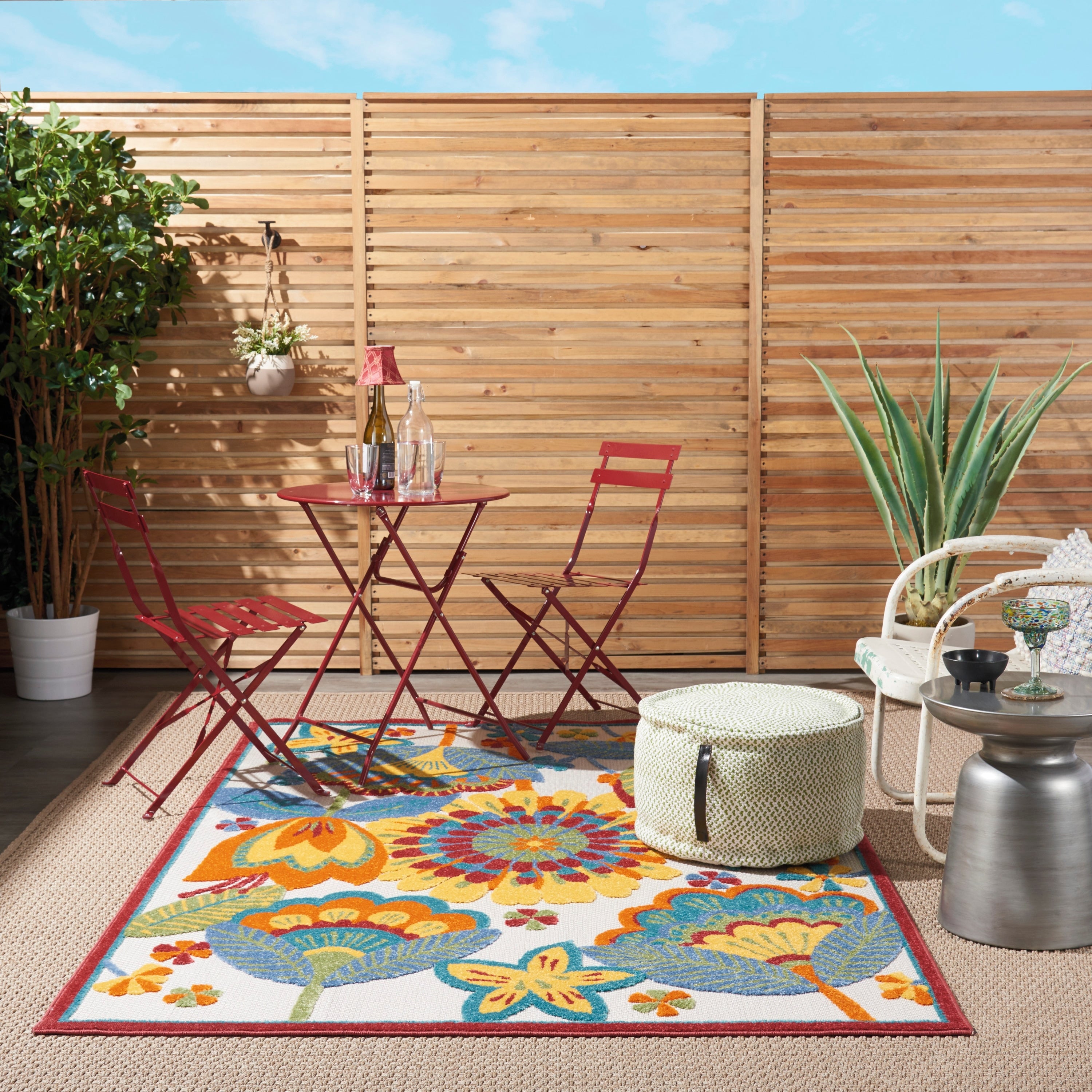 Nourison Aloha Bordered Floral Area Rug