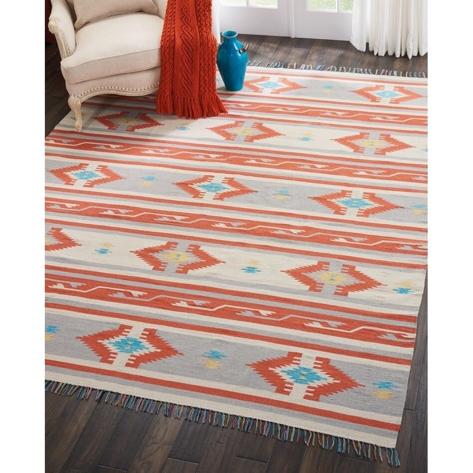 Nourison Baja Reversible Ivory Grey Runner Rug 23 X 76 23 X 76 Runner