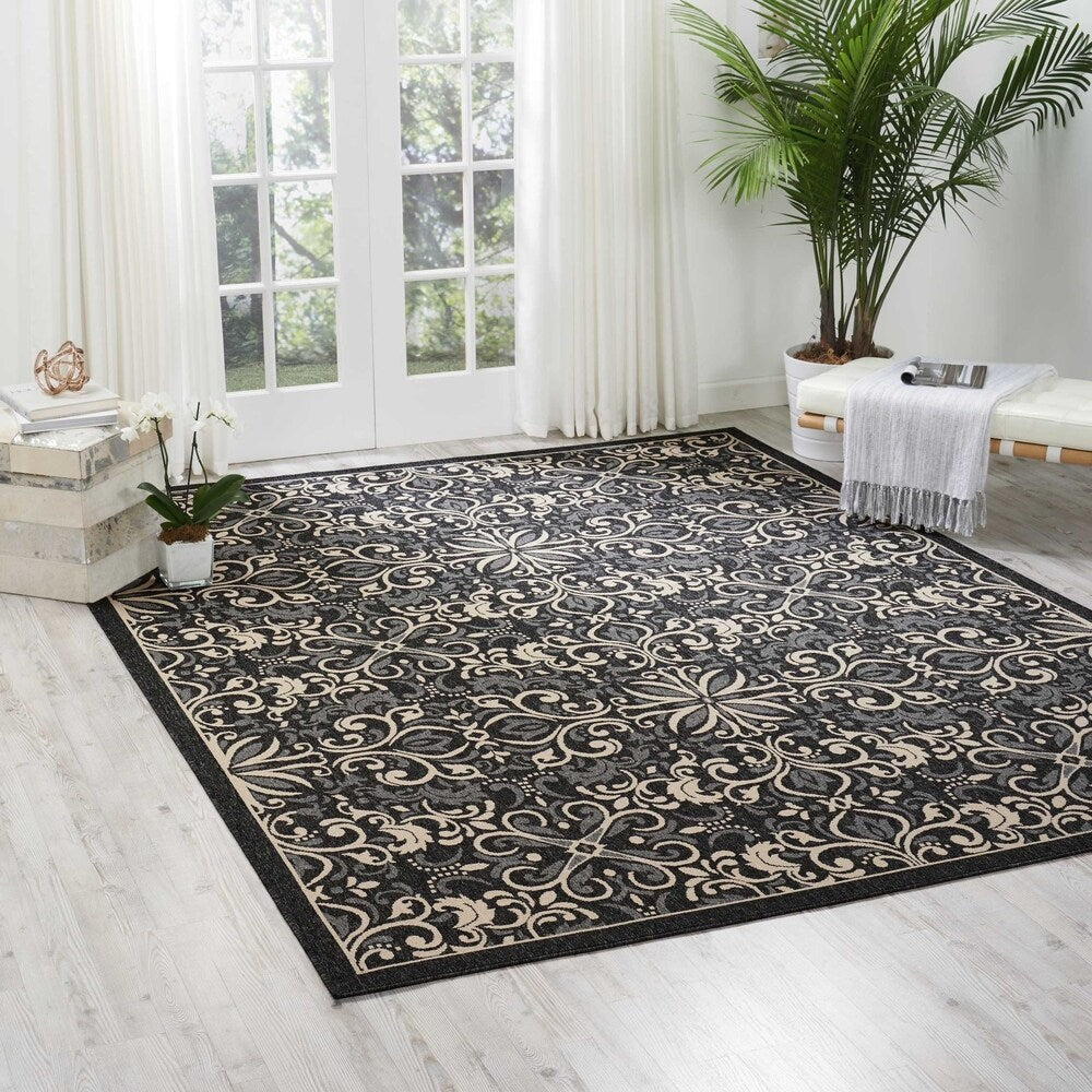 Nourison Caribbean Charcoal Indoor Outdoor Area Rug 710 X 106