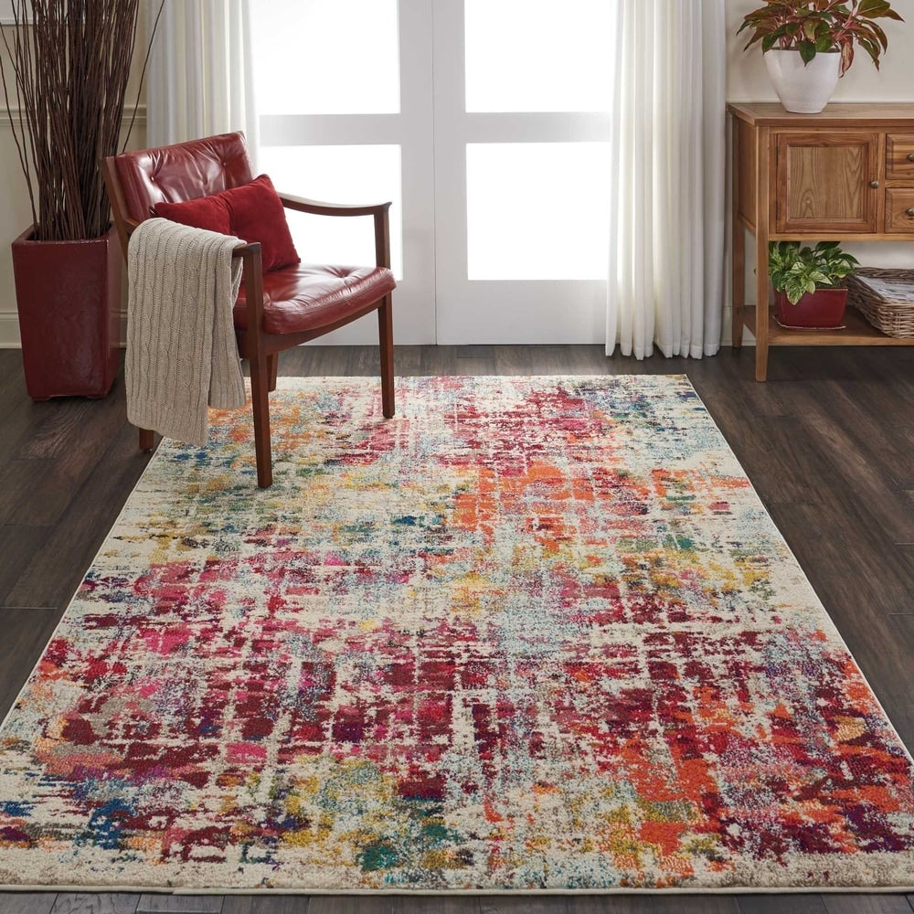 Nourison Celestial Abstract Pink Multicolor Rug 53 X 73