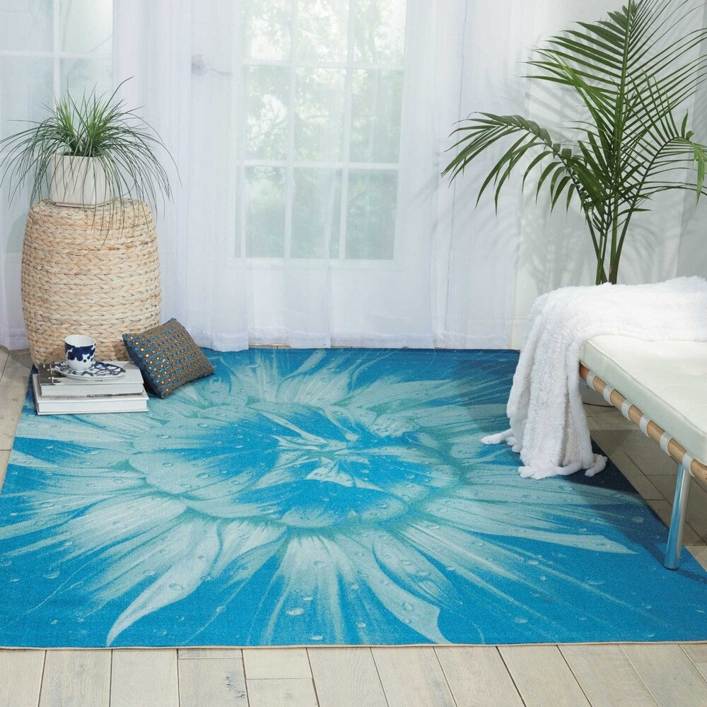Nourison Coastal Blue Indoor Outdoor Area Rug 53 X 75