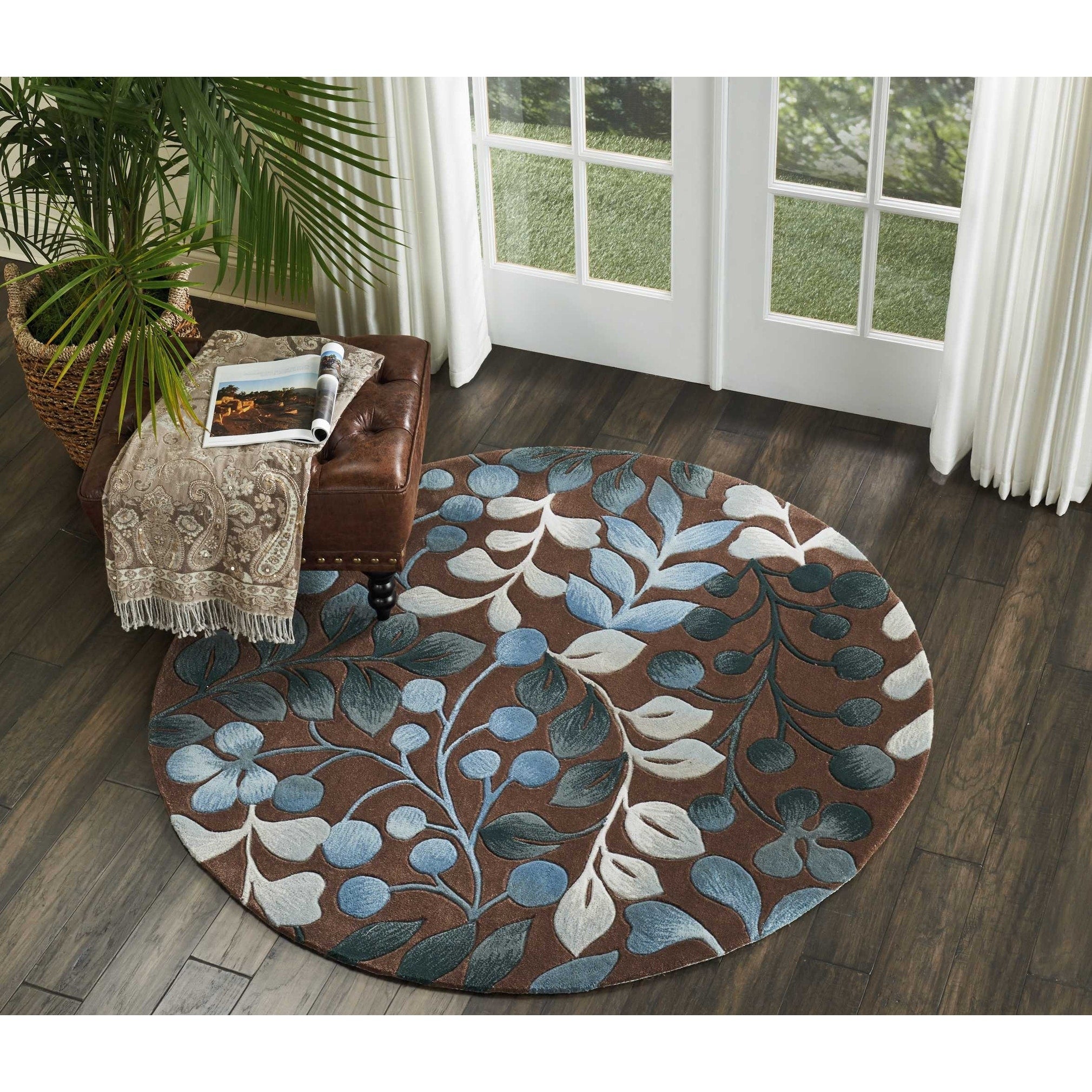 Nourison Hand Tufted Contours Botanical Mocha Area Rug 5 X 76