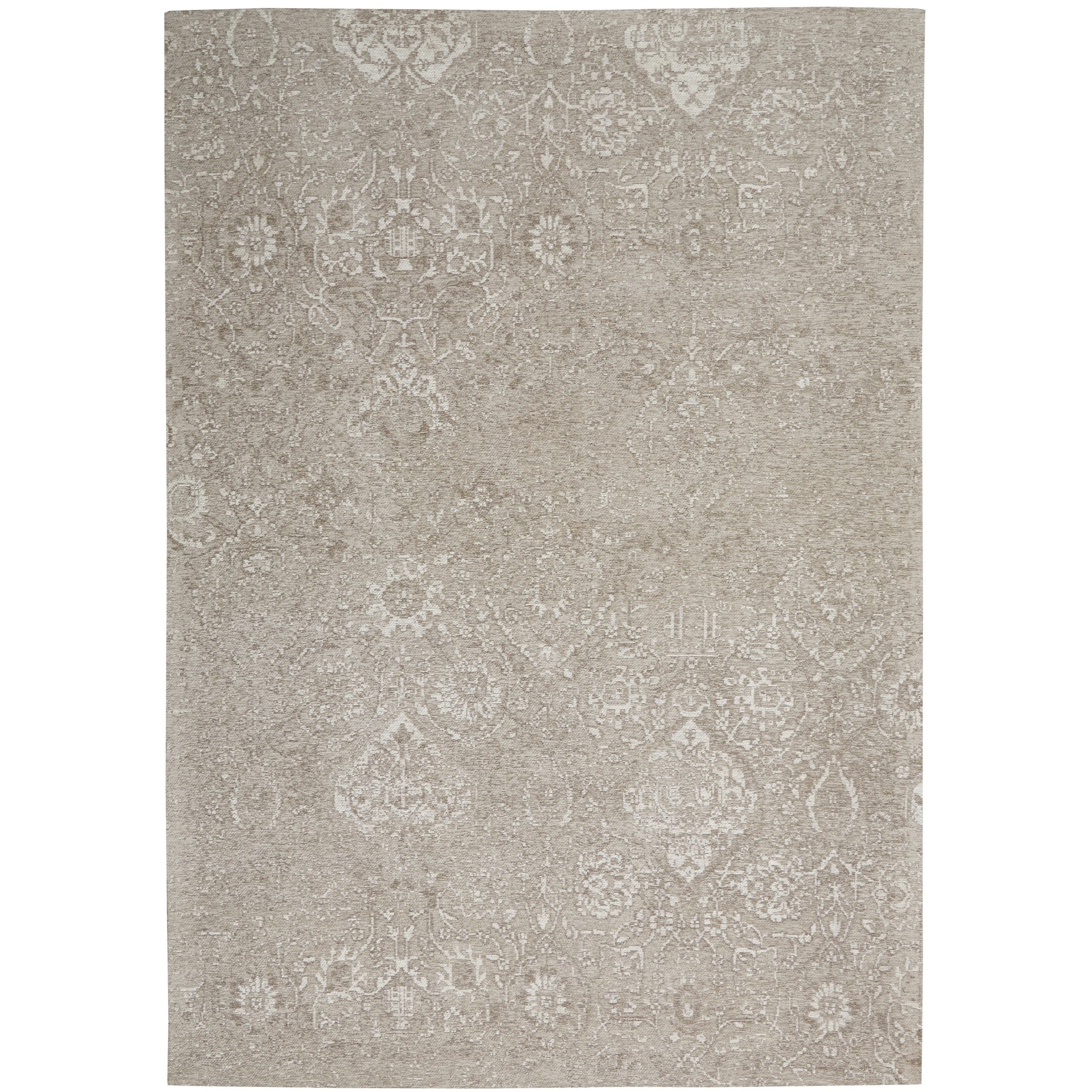 Nourison Damask Distressed Ivory Navy Area Rug 8 X 10