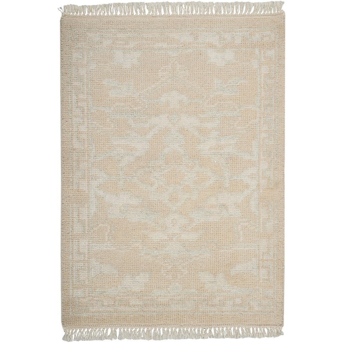 Nourison Elan Contemporary Ivory Wool And Viscose Area Rug 86 X 116