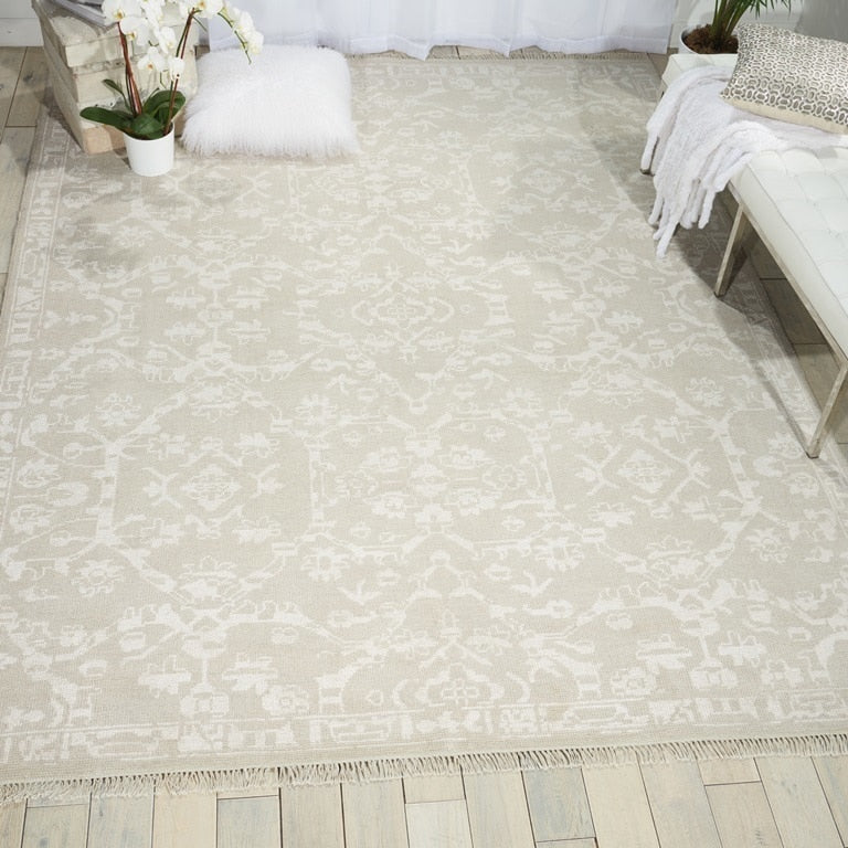 Nourison Elan Vintage Light Grey Wool And Viscose Area Rug 99 X 139