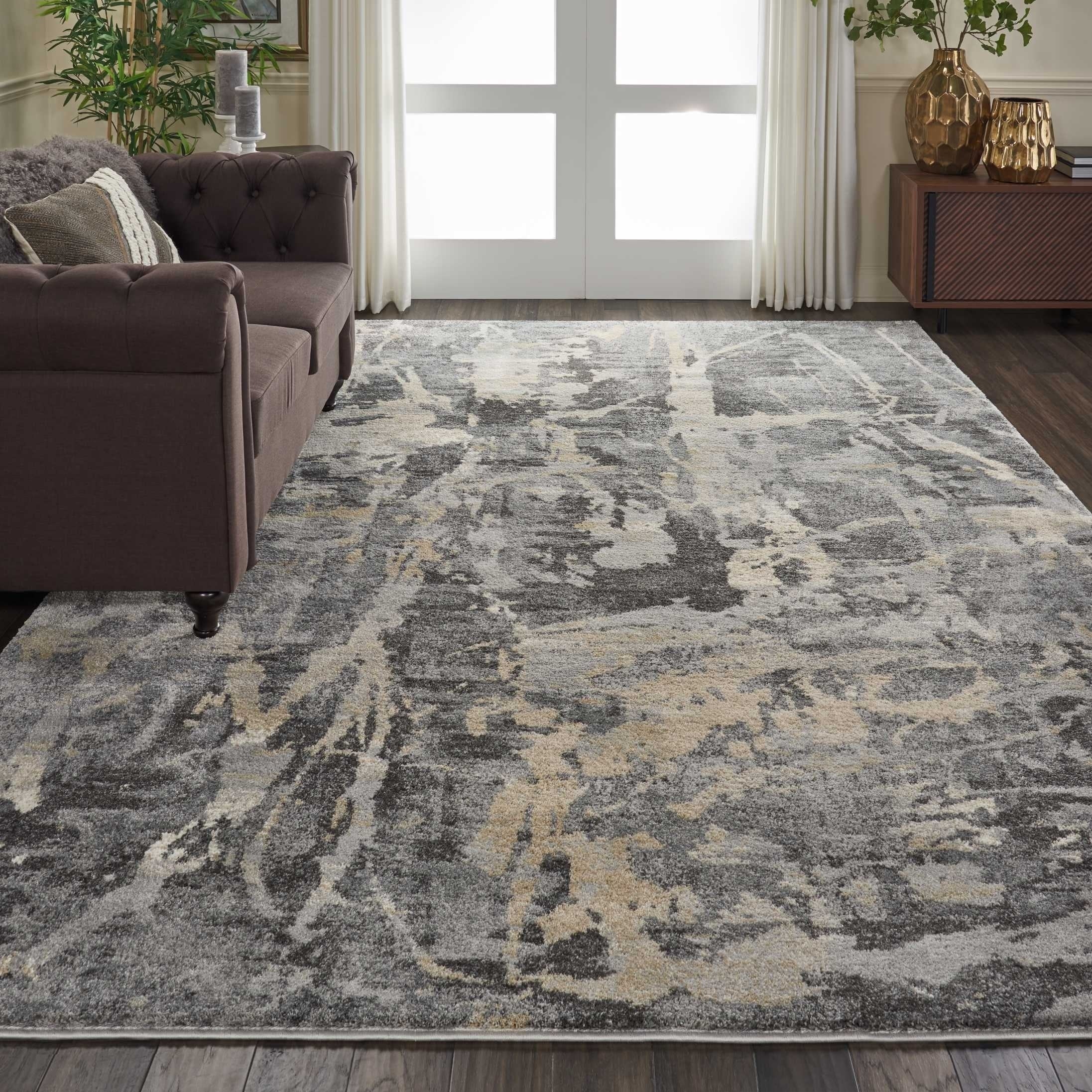 Nourison Fusion Grey Abstract Rug 710 X 106