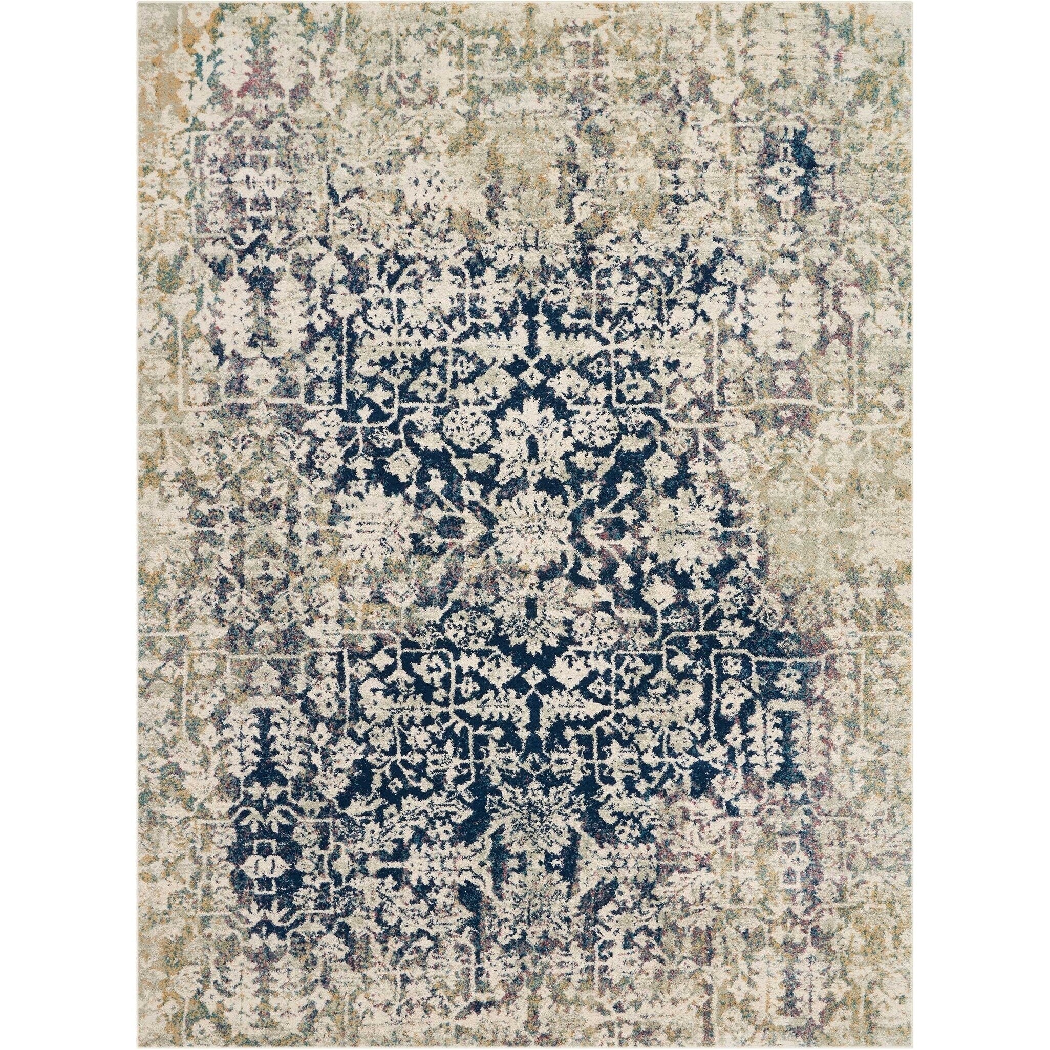 Nourison Fusion Distressed Cream Blue Rug 710 X 106