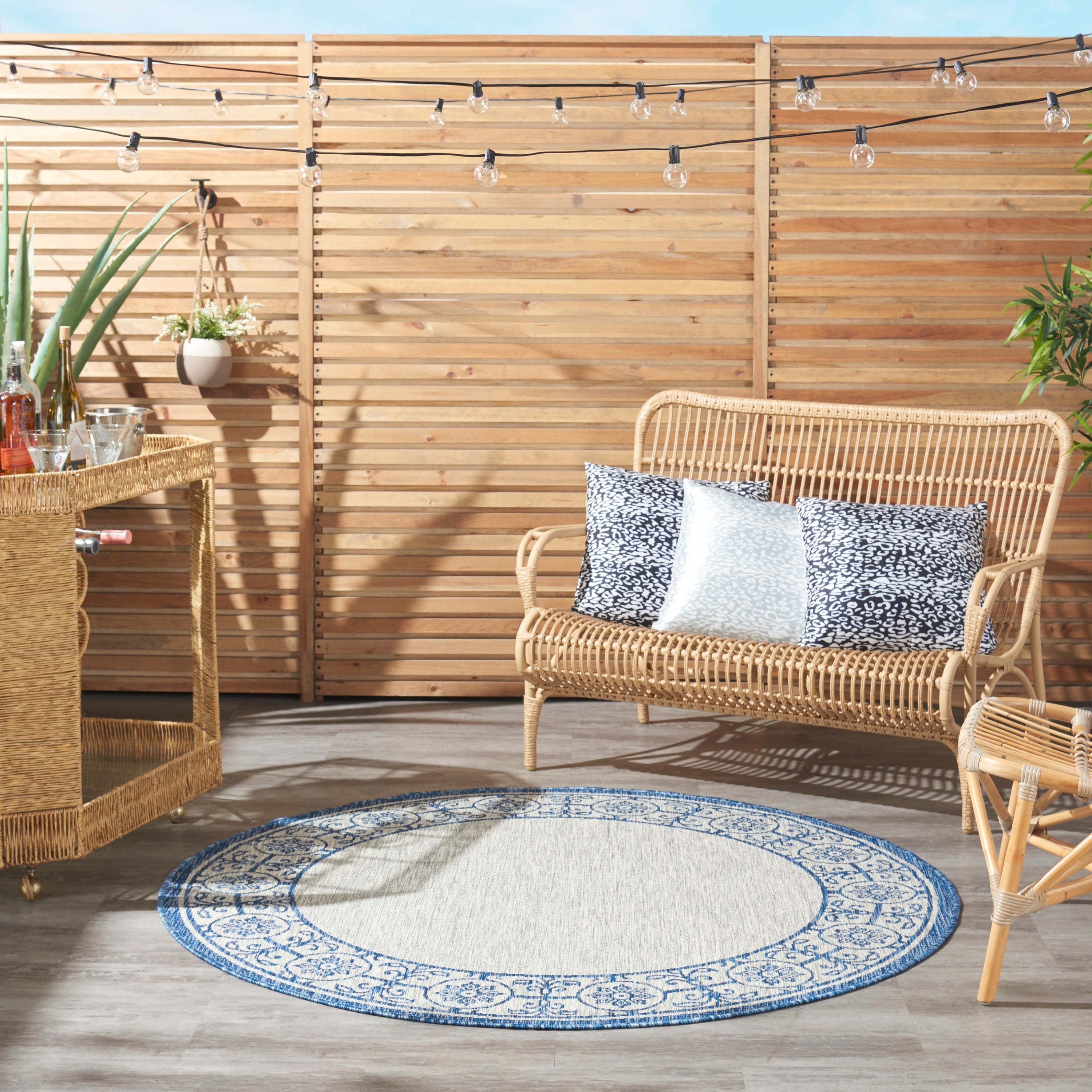 Nourison Garden Party Charcoal Indoor Outdoor Area Rug 53 X 73
