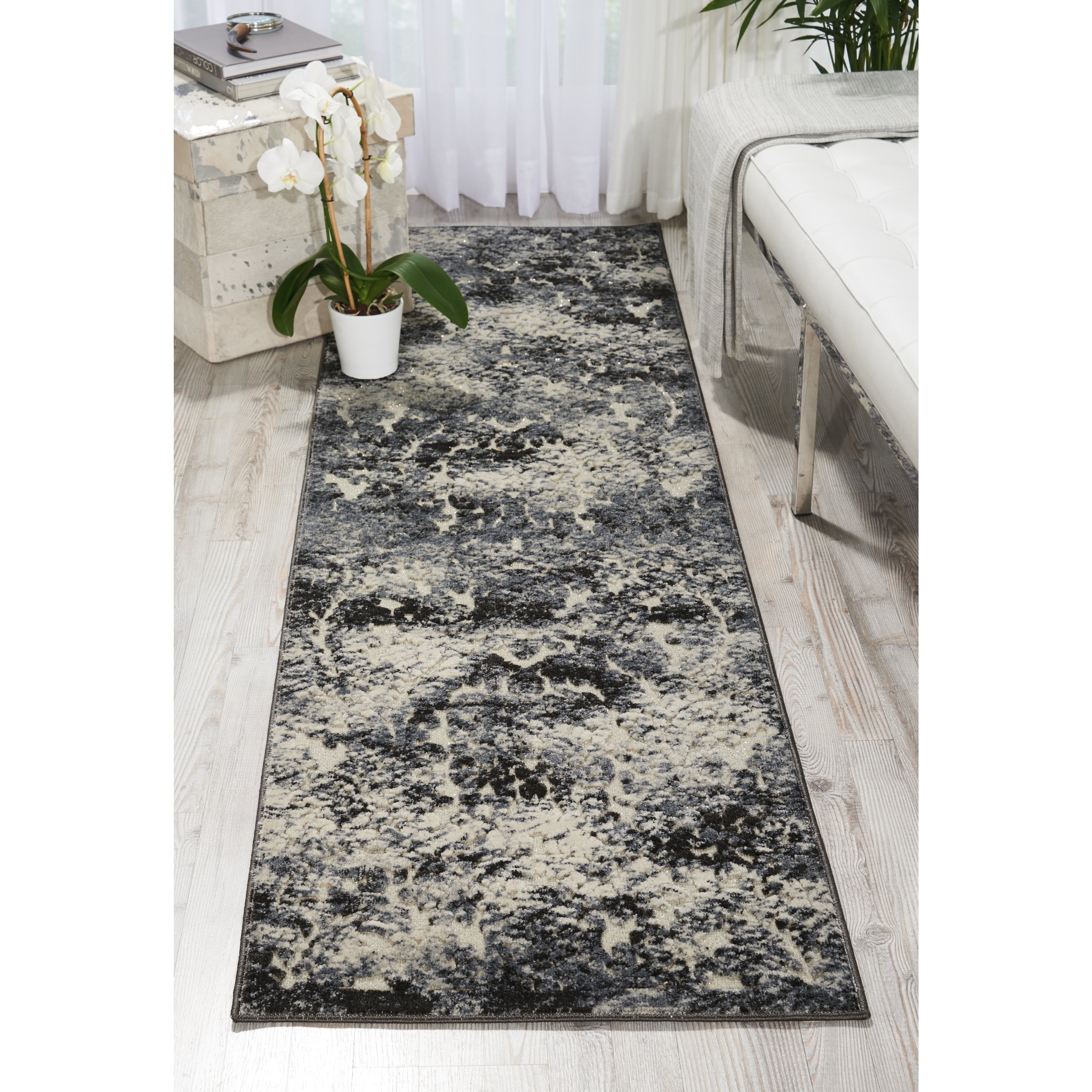 Michael Amini Gleam Ivory Slate Runner Rug By Nourison 22 X 76 22 X 76 Runner