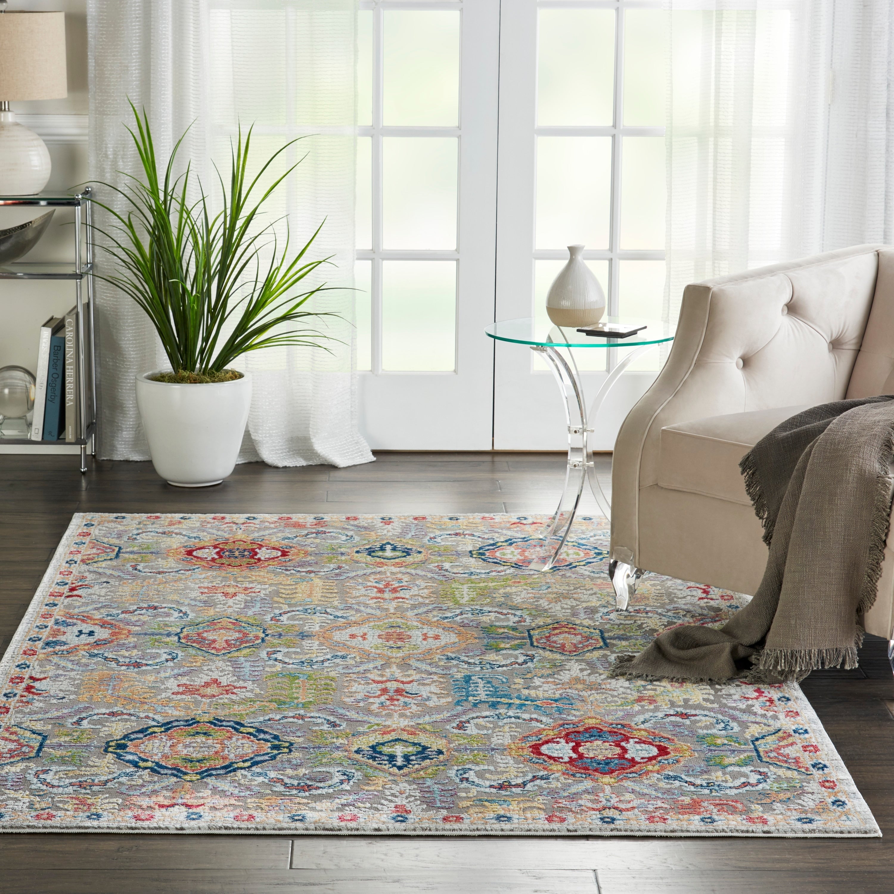 Porch Den Mueller Vintage Grey Multicolor Persian Area Rug