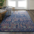 Nourison Global Vintage Navy Multicolor Moroccan Area Rug 53 X 76