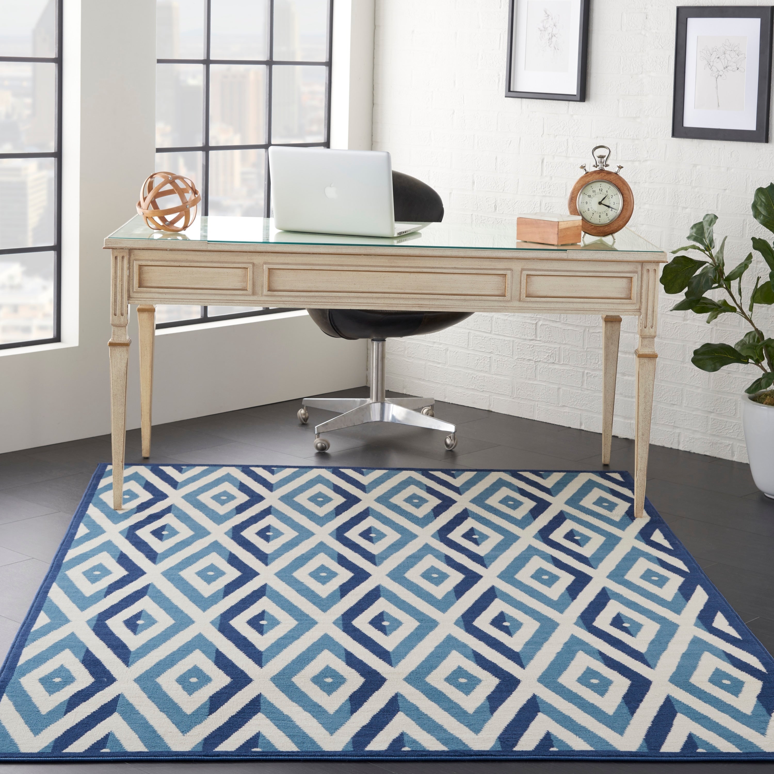 Nourison Grafix White Grey Diamond Area Rug 710 X 910