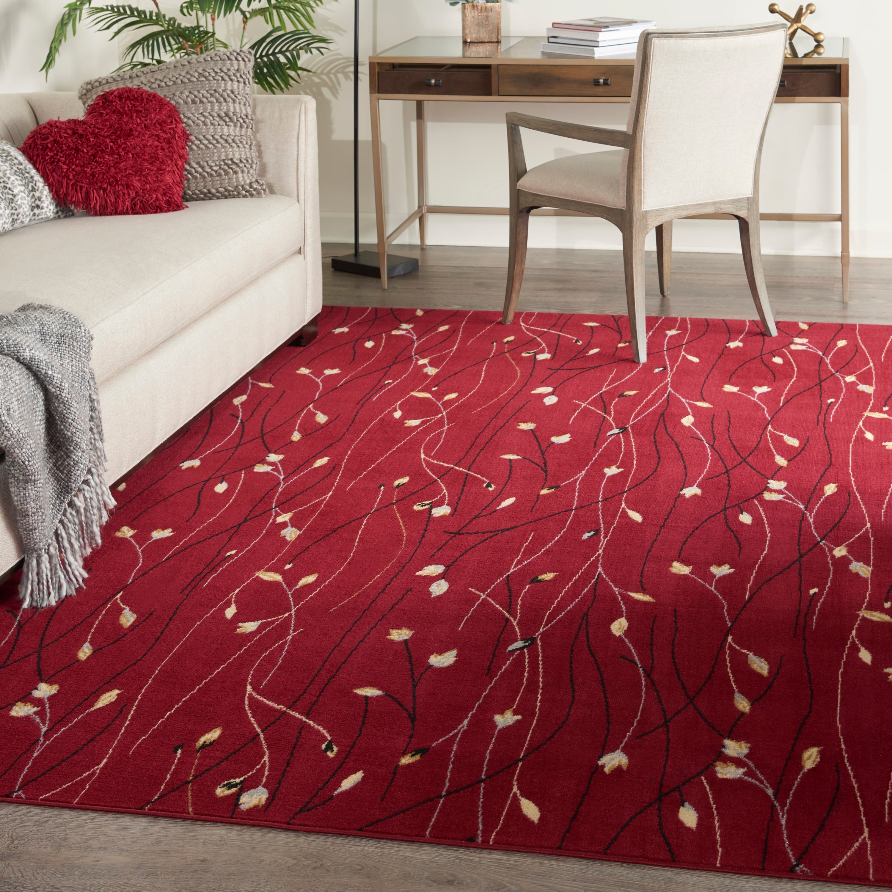 Nourison Grafix Floral Vines Grey Area Rug 53 X 73