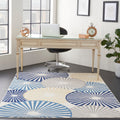 Nourison Grafix White Blue Radial Area Rug 53 X 73