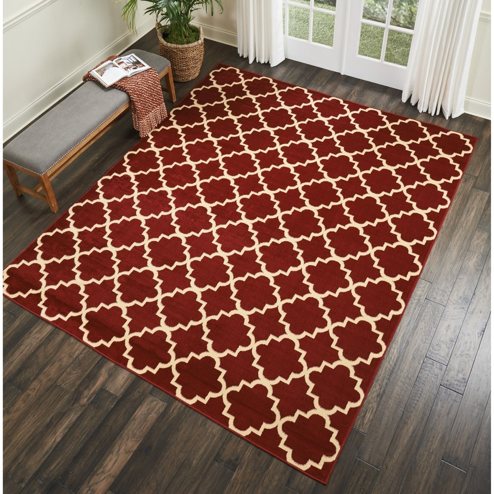 Nourison Grafix Red Trellis Area Rug 710 X 910