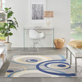 Nourison Grafix Grey Blue Spiral Area Rug 710 X 910