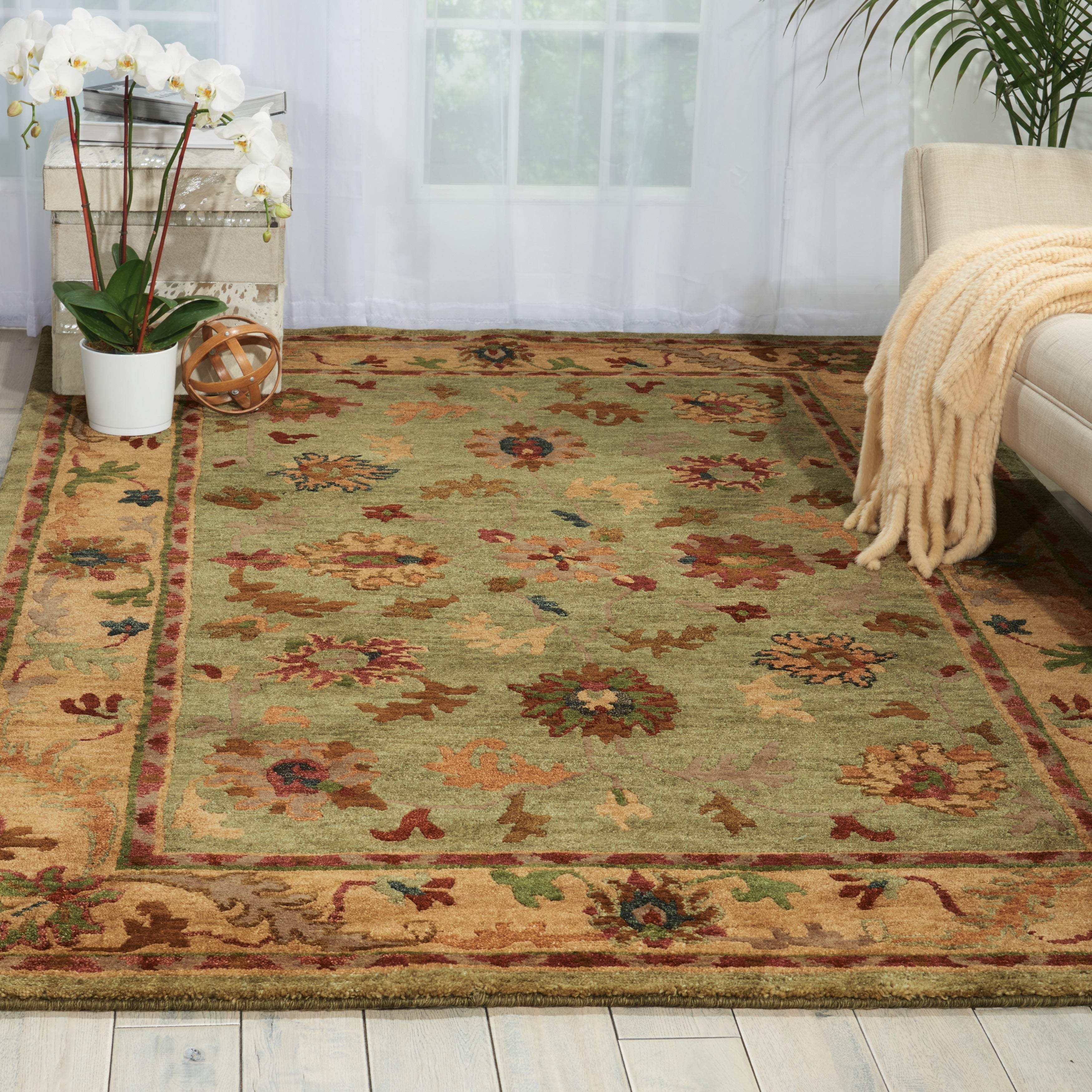 Nourison Hand Knotted Tahoe Green Wool Rug
