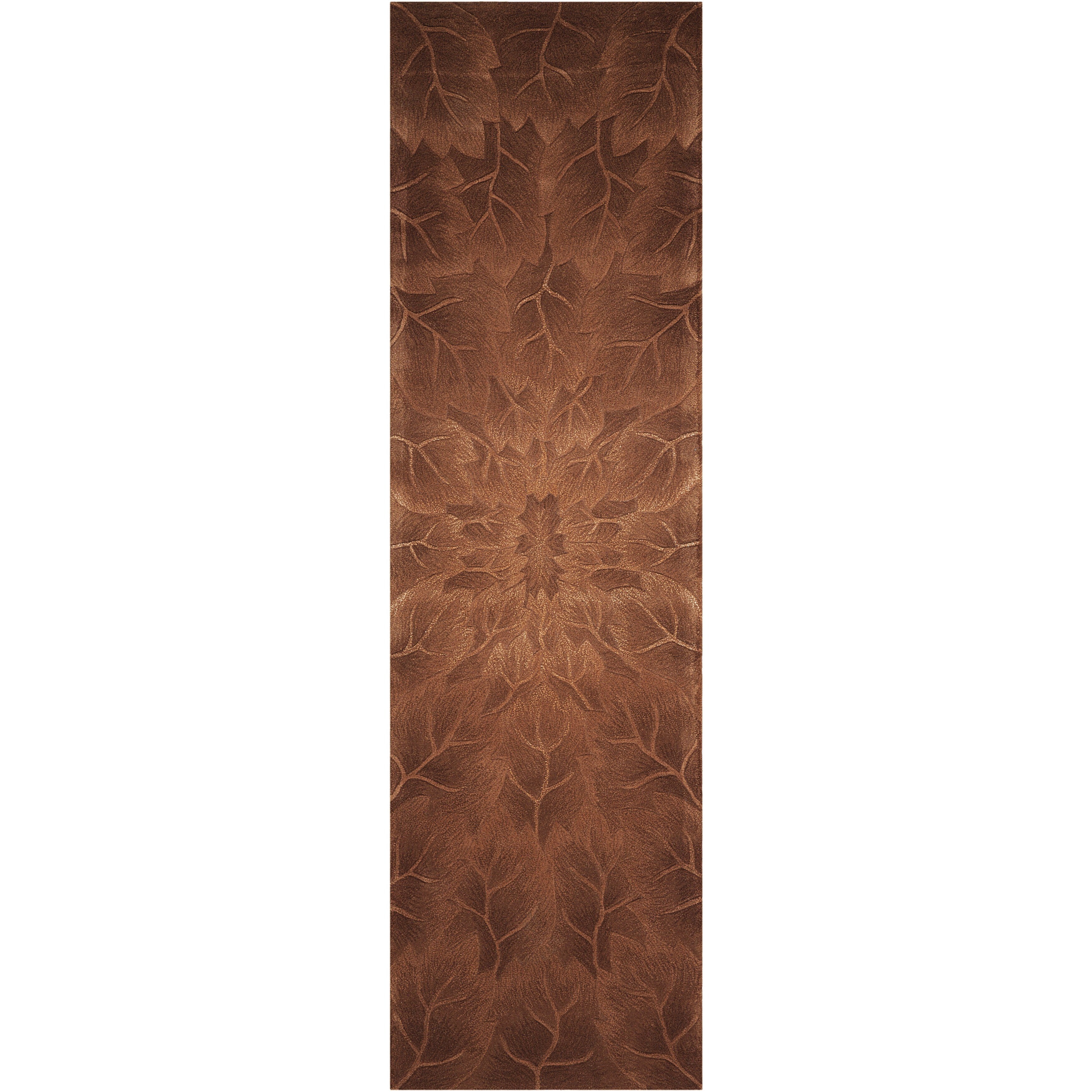 Nourison Hand Tufted Moda Brown Leaf Pattern Rug 36 X 56