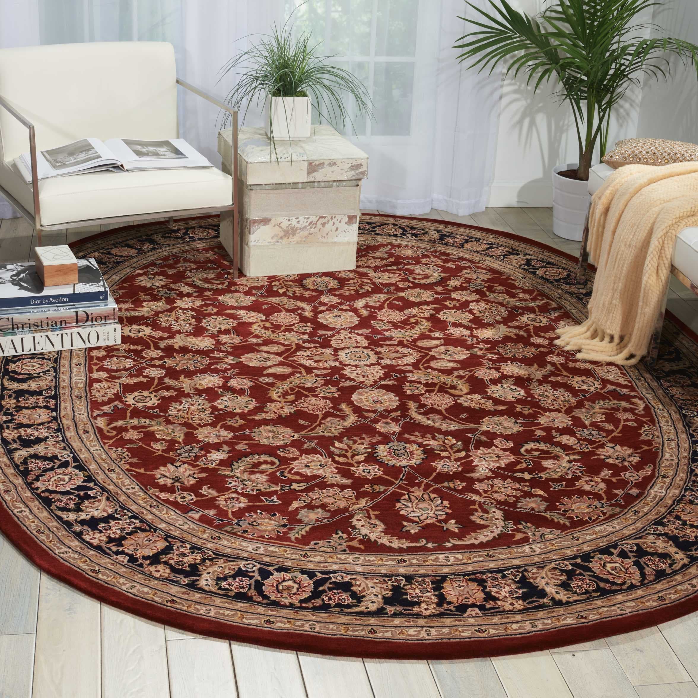Nourison 2000 Hand Tufted Burgundy Tabriz Rug Round 8 Round