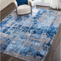 Nourison Prismatic Handmade Blue Grey Wool Area Rug 79 X 99