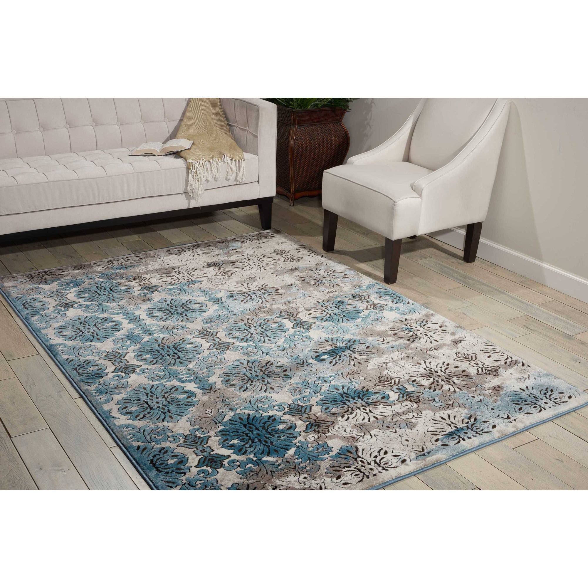 Nourison Karma Ivory Blue Area Rug 710 X 106