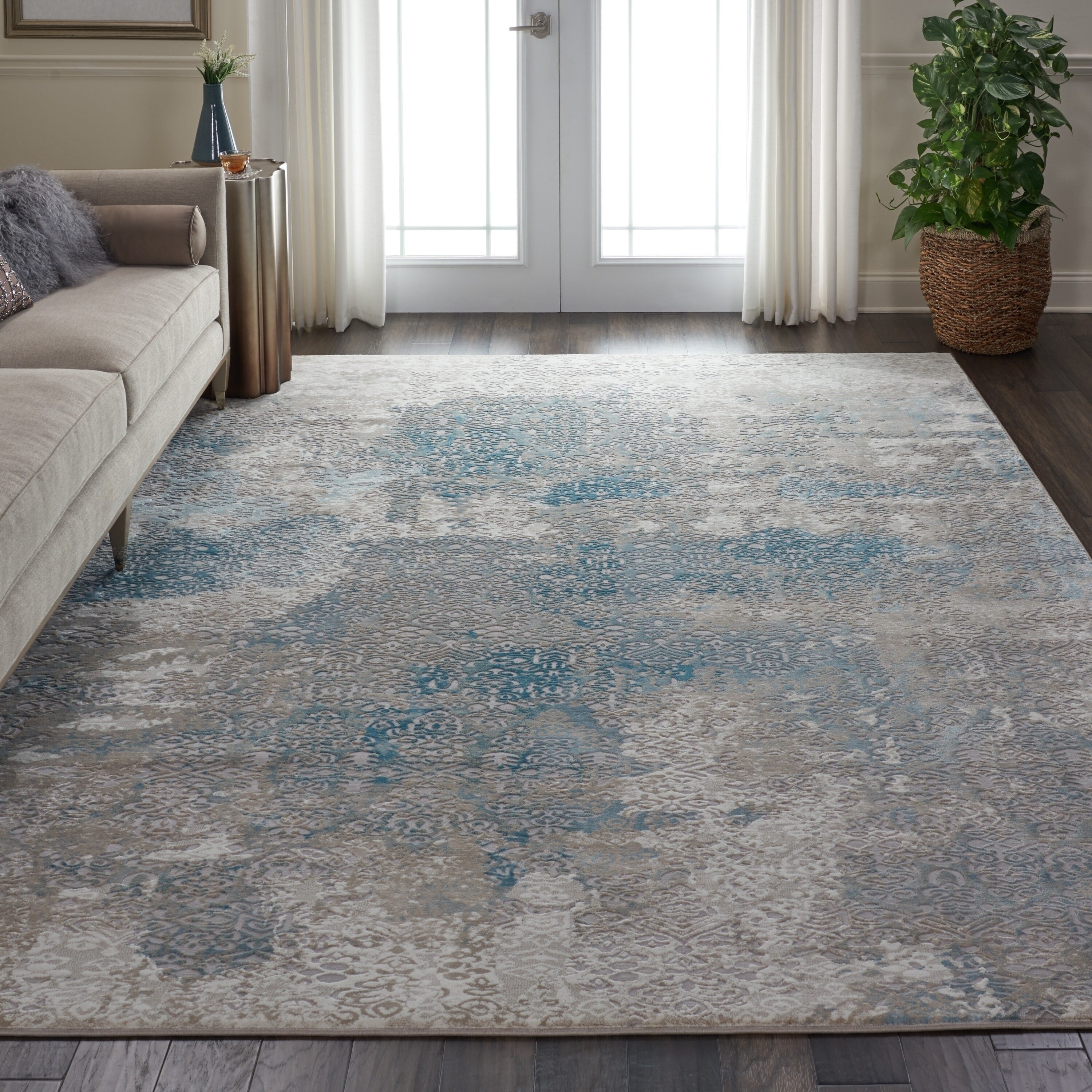 Nourison Karma Ivory Light Blue Vintage Area Rug 710 X 106