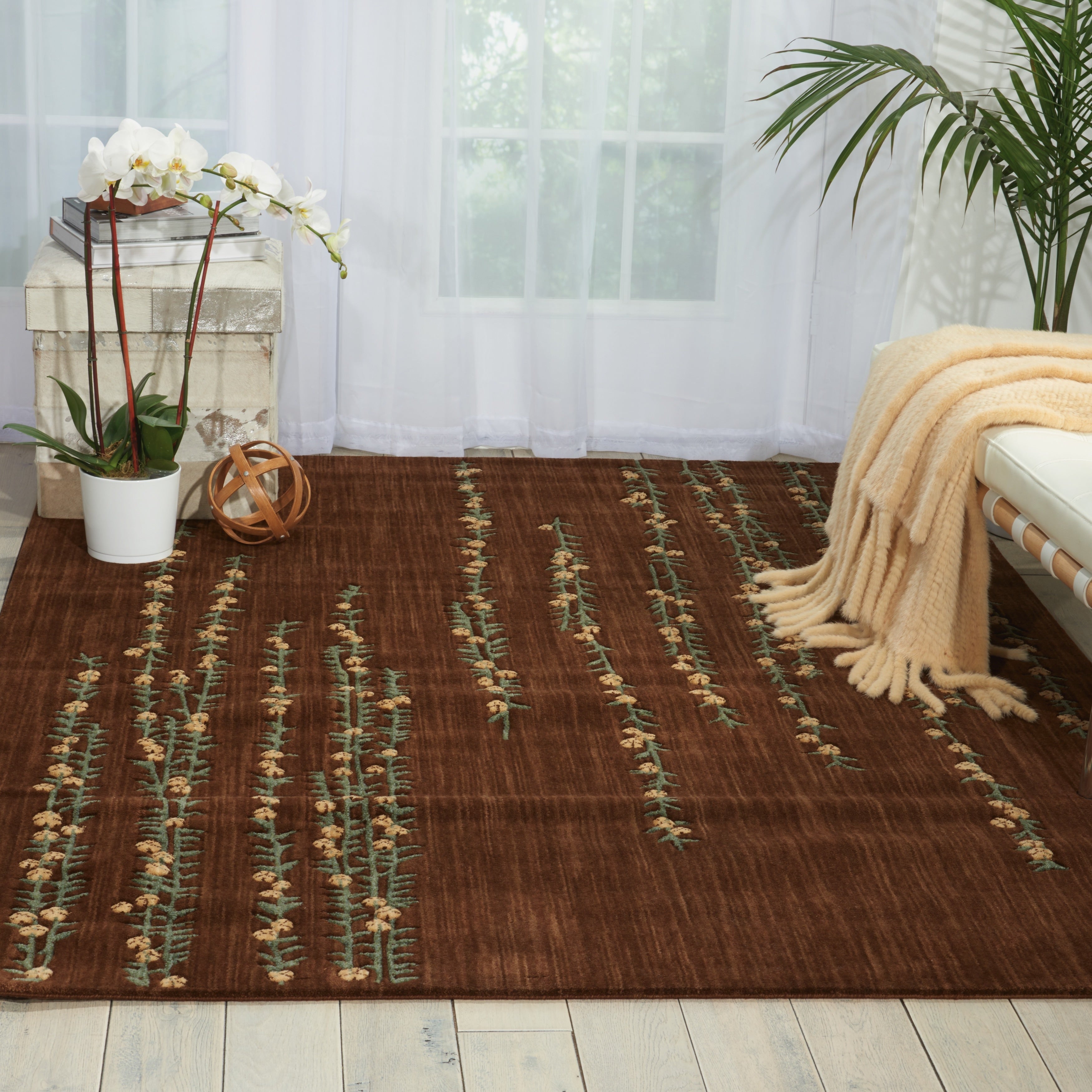 Nourison Liz Claiborne Radiant Impression Delicate Floral Chocolate Rug 56 X 75
