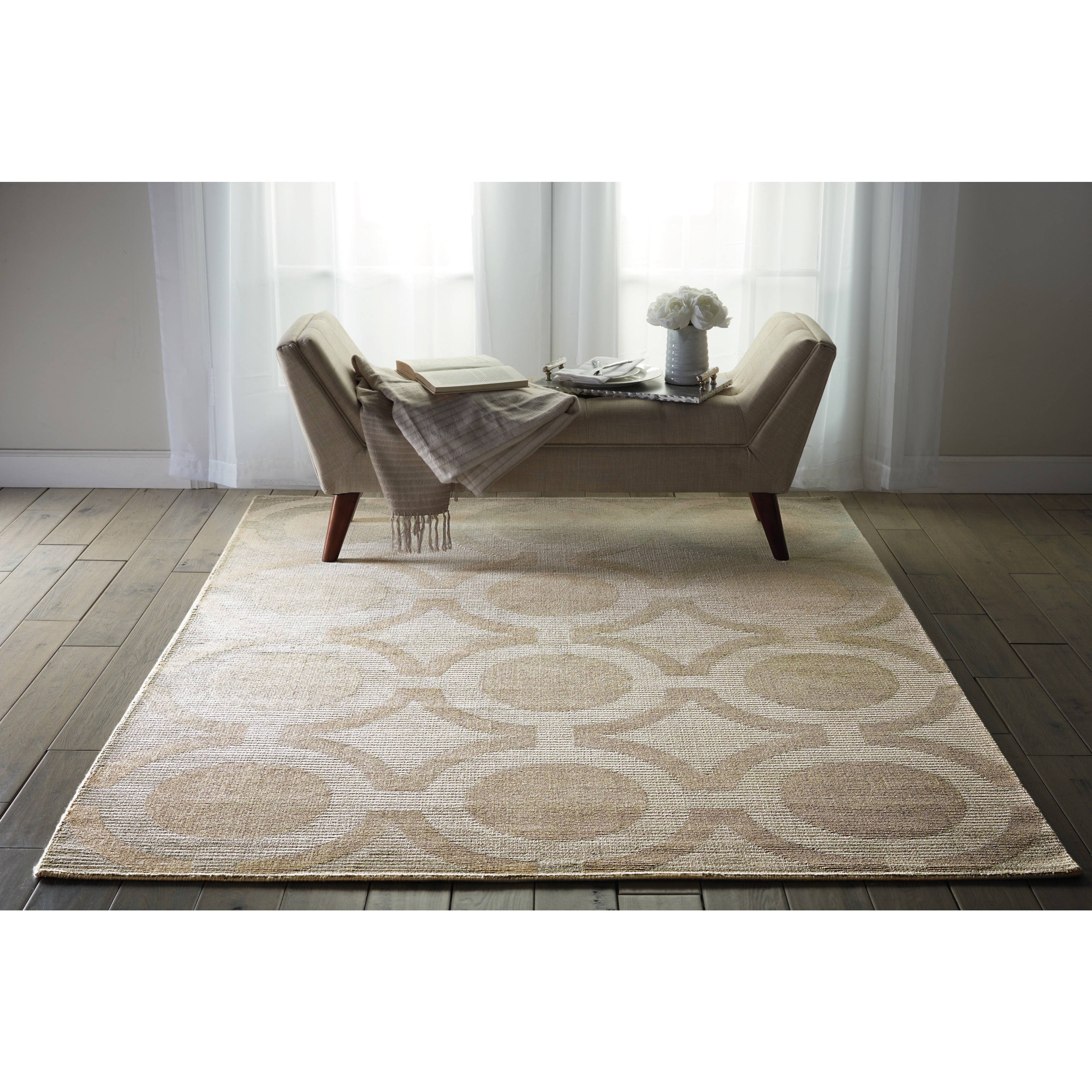 Nourison Luminance Cream Grey Rug 35 X 55
