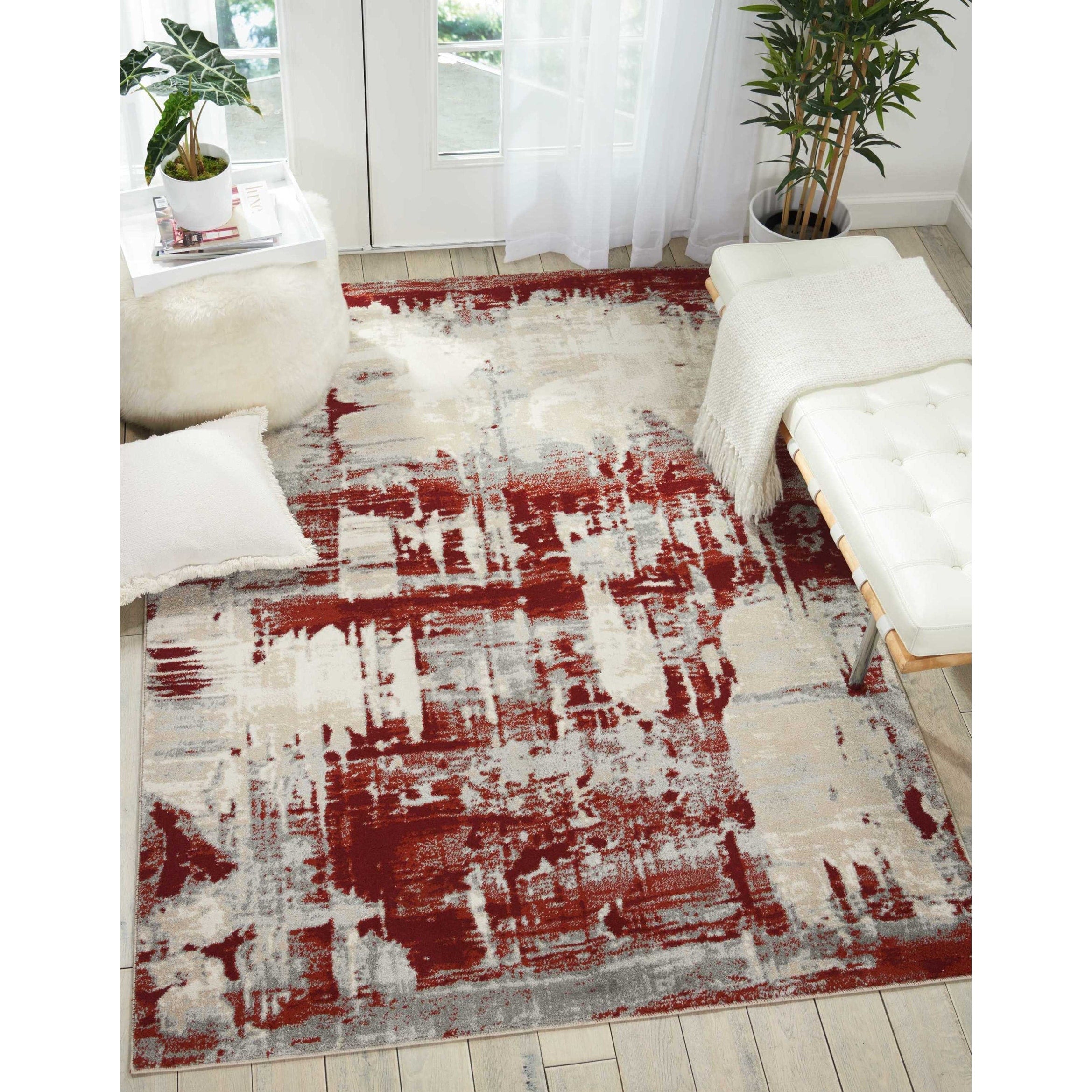 Nourison Maxell Distressed Ivory Red Area Rug 710 X 106