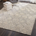 Nourison Hand Tufted Geometric Grey Ivory Area Rug 53 X 74