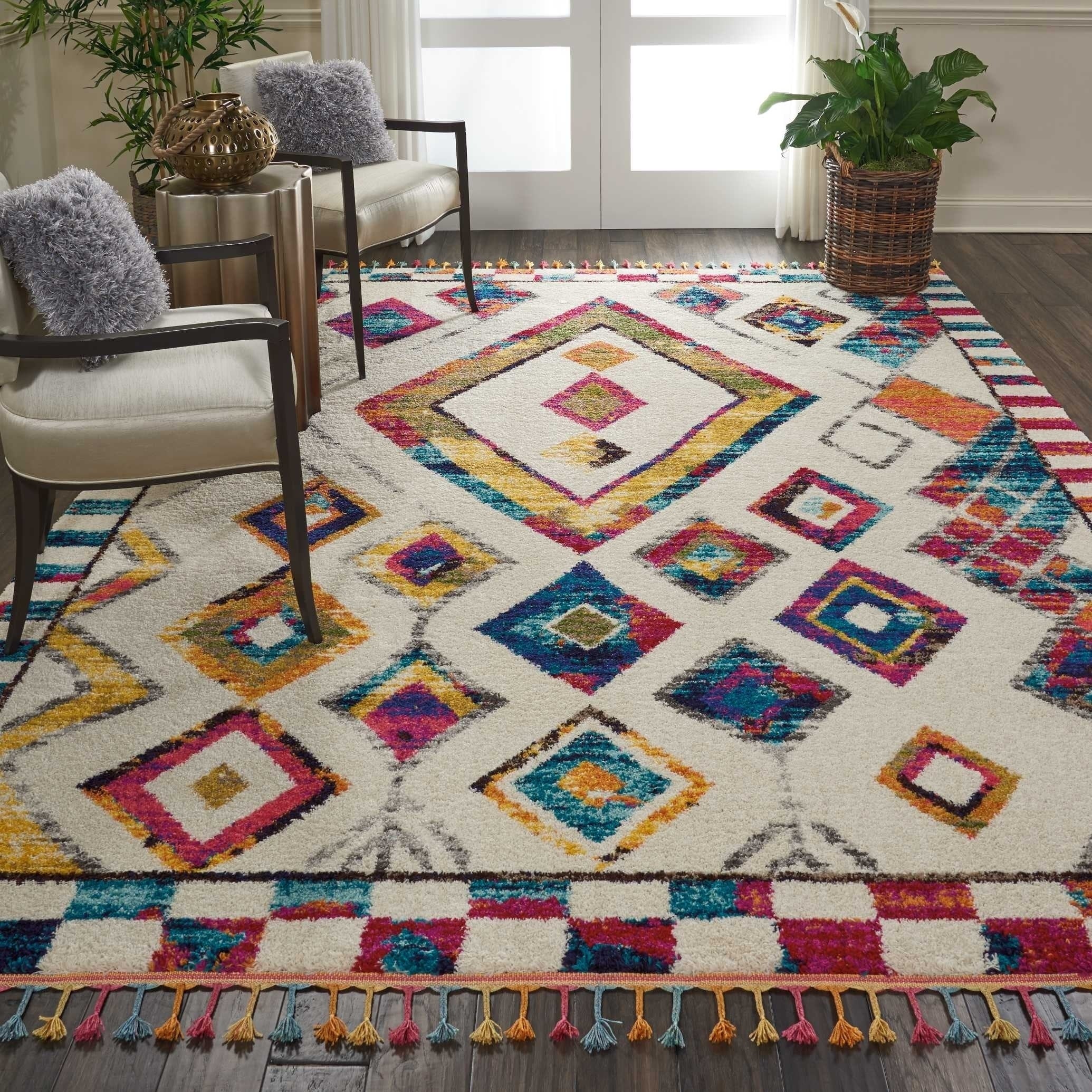 Nourison Moroccan Casbah Multicolor Diamond Tassel Runner Rug 23 X 8 Runner