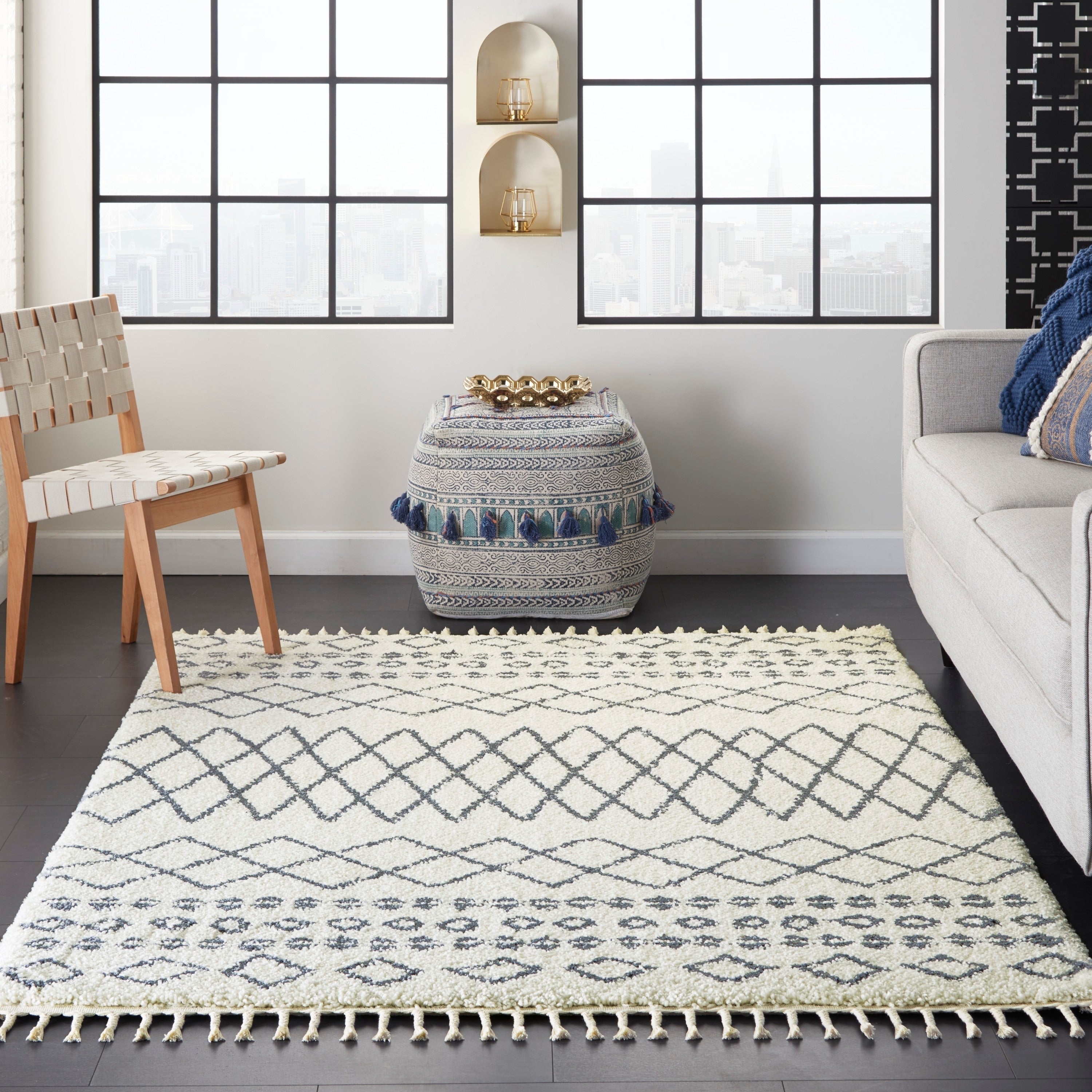 Nourison Moroccan Marrakesh Shag White Area Rug