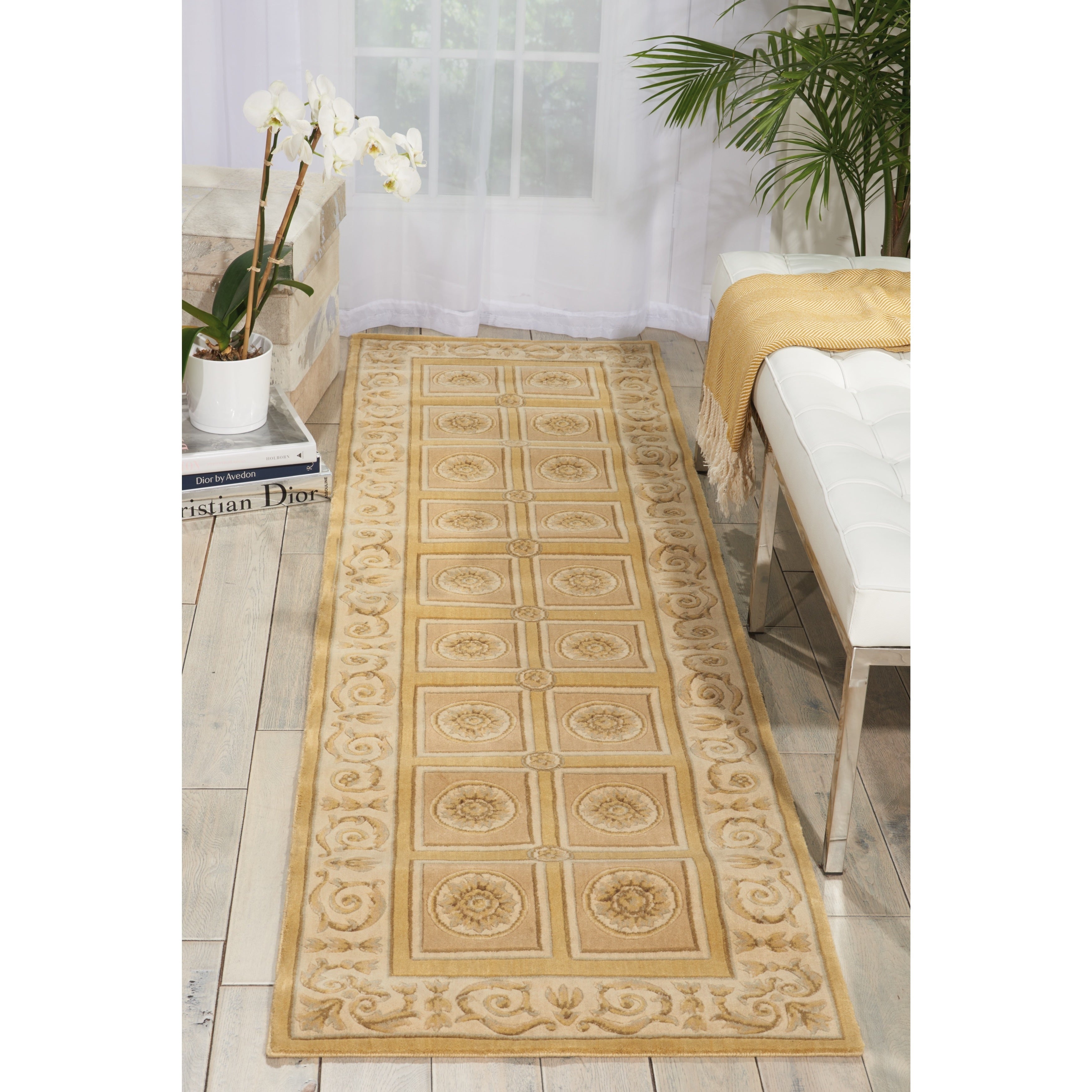 Nourison Newport Garden Gold Wool Blend Rug Runner 23 X 8 Runner
