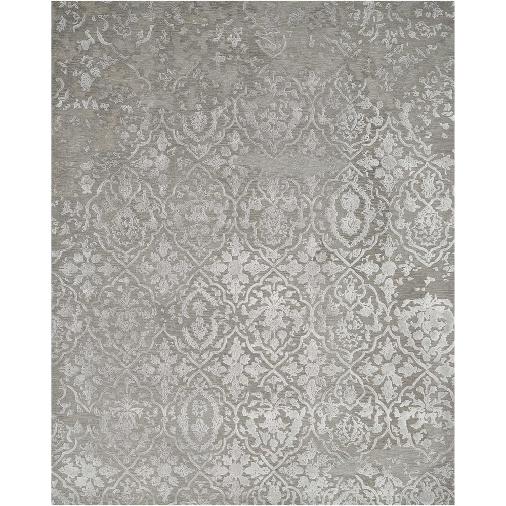 Nourison Opaline Charcoal Silver Damask Runner Rug 23 X 8 Runner