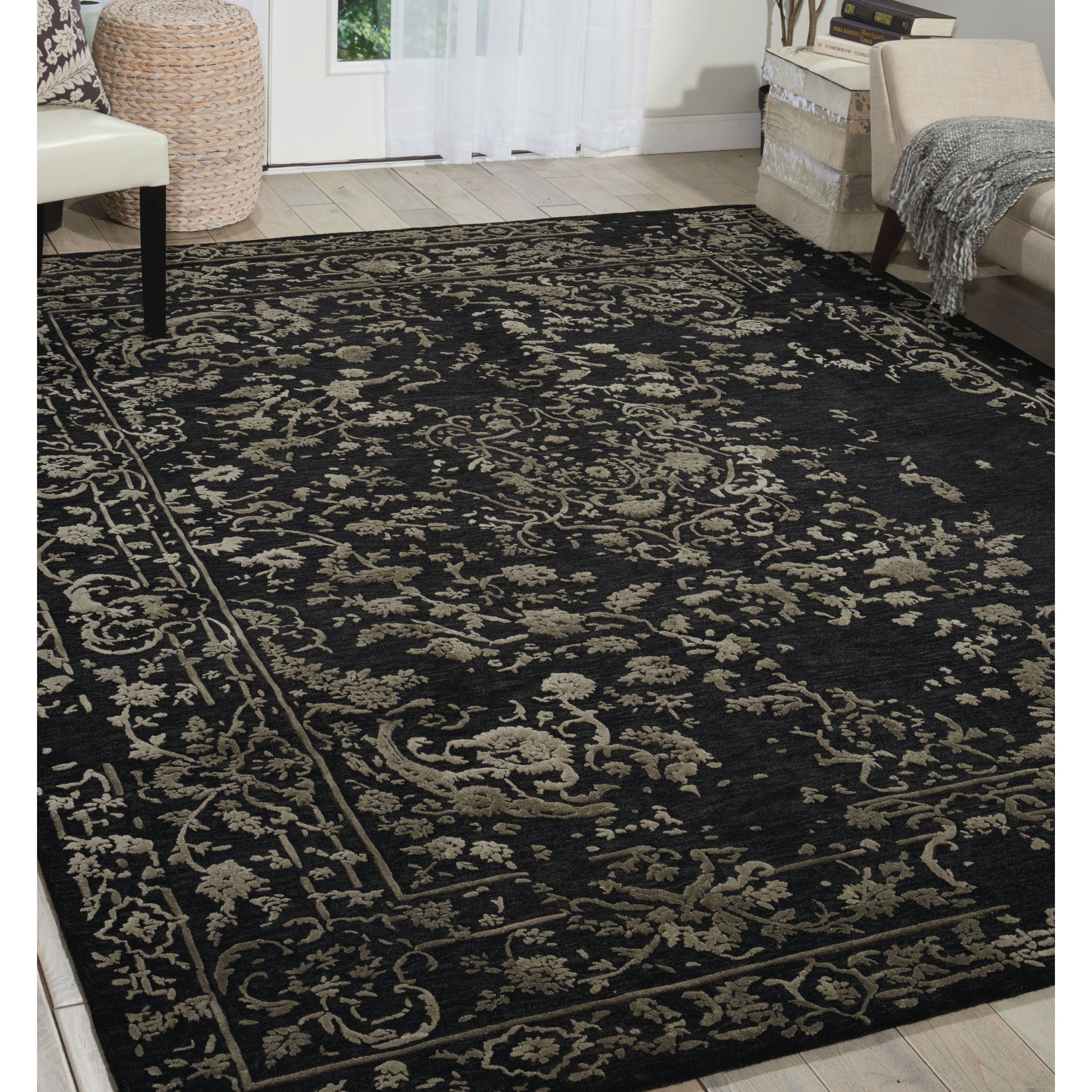 Nourison Opaline Midnight Silver Area Rug 56 X 75